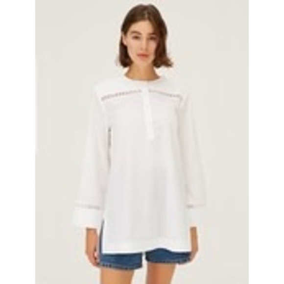 Harshman NEW Kalina Tunic Cotton‎ Blouse in White Size Small MSRP $210 - Picture 2 of 6